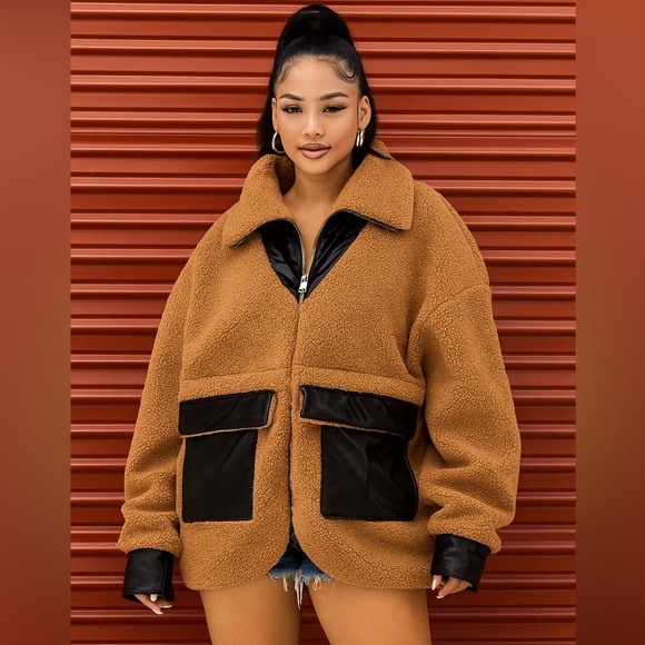 Jackets & Blazers - Women's Tan and Black Jacket